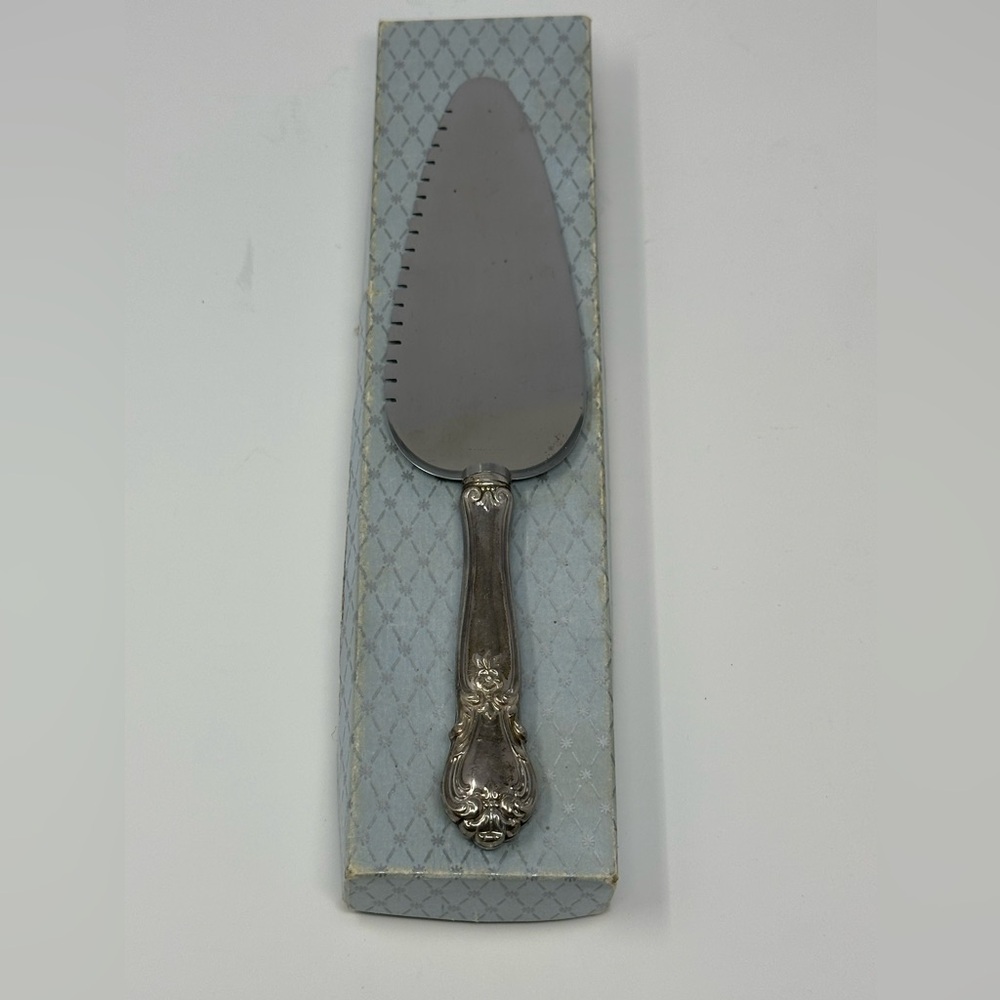 Vintage WEB Sterling Silver Ancestry Handle Cake & Pie Server Stainless Blade Q5